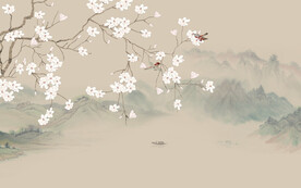 新中式工笔花鸟画背景墙