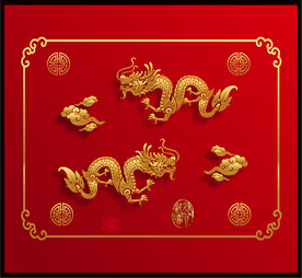 矢量红色中国龙图案设计