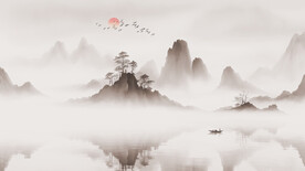 新中式水墨山水图