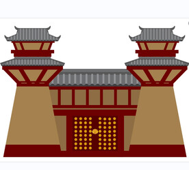 春秋战国时期古建筑矢量图