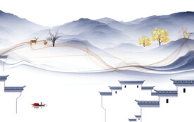 高清 高端中式山水 TIF分层