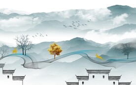 极简 大气中式山水 TIF分层