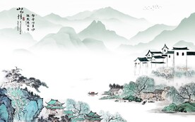 客厅 简约中式山水 TIF分层