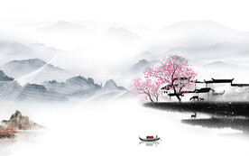 高清 简约中式山水 TIF分层