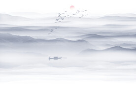 大气水墨山水画背景墙