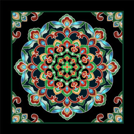 敦煌藻井团花宝相花桃形瓣莲花纹