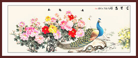 牡丹孔雀富贵吉祥