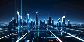 半导体元素集成电路城市概念图