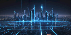 半导体元素集成电路城市概念图