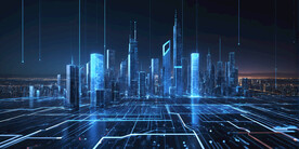 半导体元素集成电路城市概念图