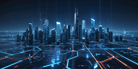 半导体元素集成电路城市概念图