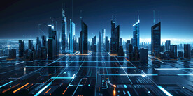 半导体元素集成电路城市概念图