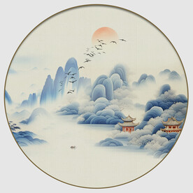 圆形山水画