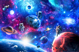 梦幻太空宇航员星球宇宙黑洞背景