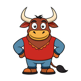 矢量动物卡通站立的公牛