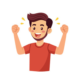 矢量人物胜利欢呼的男人