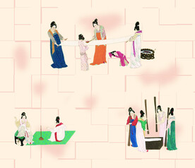 数码印花古风侍女