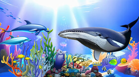 卡通鲸鱼海底世界