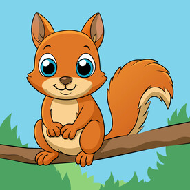 矢量动物树枝上的小松鼠