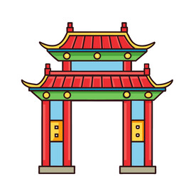 矢量中国古风建筑牌楼