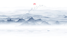 大气磅礴水墨群山背景墙画壁纸