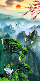 迎客松山水画装饰图