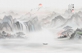 国画水墨山水画