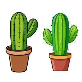 矢量植物绿色带刺仙人掌