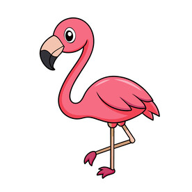 矢量动物卡通简约火烈鸟