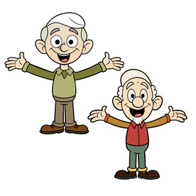 矢量人物伸开手开心的老爷爷