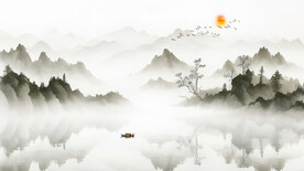 意境水墨山水画