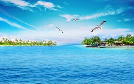 蓝天白云大海背景墙