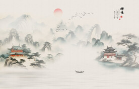 新中式意境水墨山水画