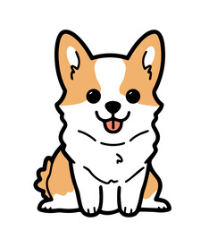 黄色柯基狗狗扁平矢量图手绘插画