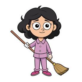 矢量人物打扫卫生的女人