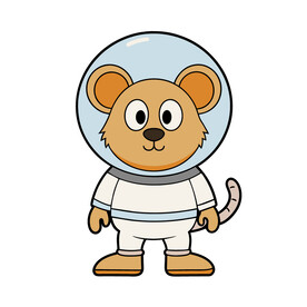 矢量动物卡通穿宇航服的老鼠
