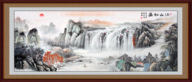 旭日东升江山如画装饰画