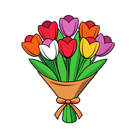 矢量植物花朵一束玫瑰花