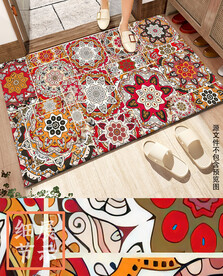 欧式复古风抽象花纹土耳其地垫