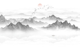 禅意水墨山水画