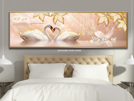 轻奢枫叶天鹅湖床头装饰画