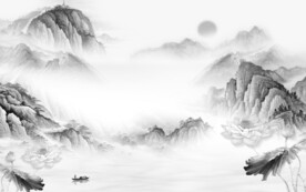 最新 灰色高清山水 TiF分层