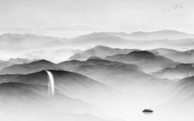 高清 中式灰色山水 TiF分层