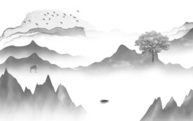 高清 最新灰色山水 TiF分层