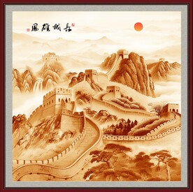 金色万里长城国画