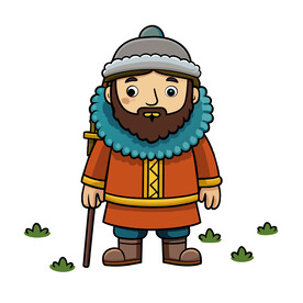 矢量人物冬季打猎的猎人