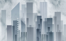 几何抽象手绘城市背景墙