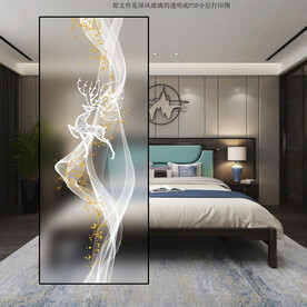 高清分层透明底屏风玻璃打印图