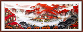 财源滚滚山水画