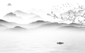 简约 清晰中式山水 TIF分层